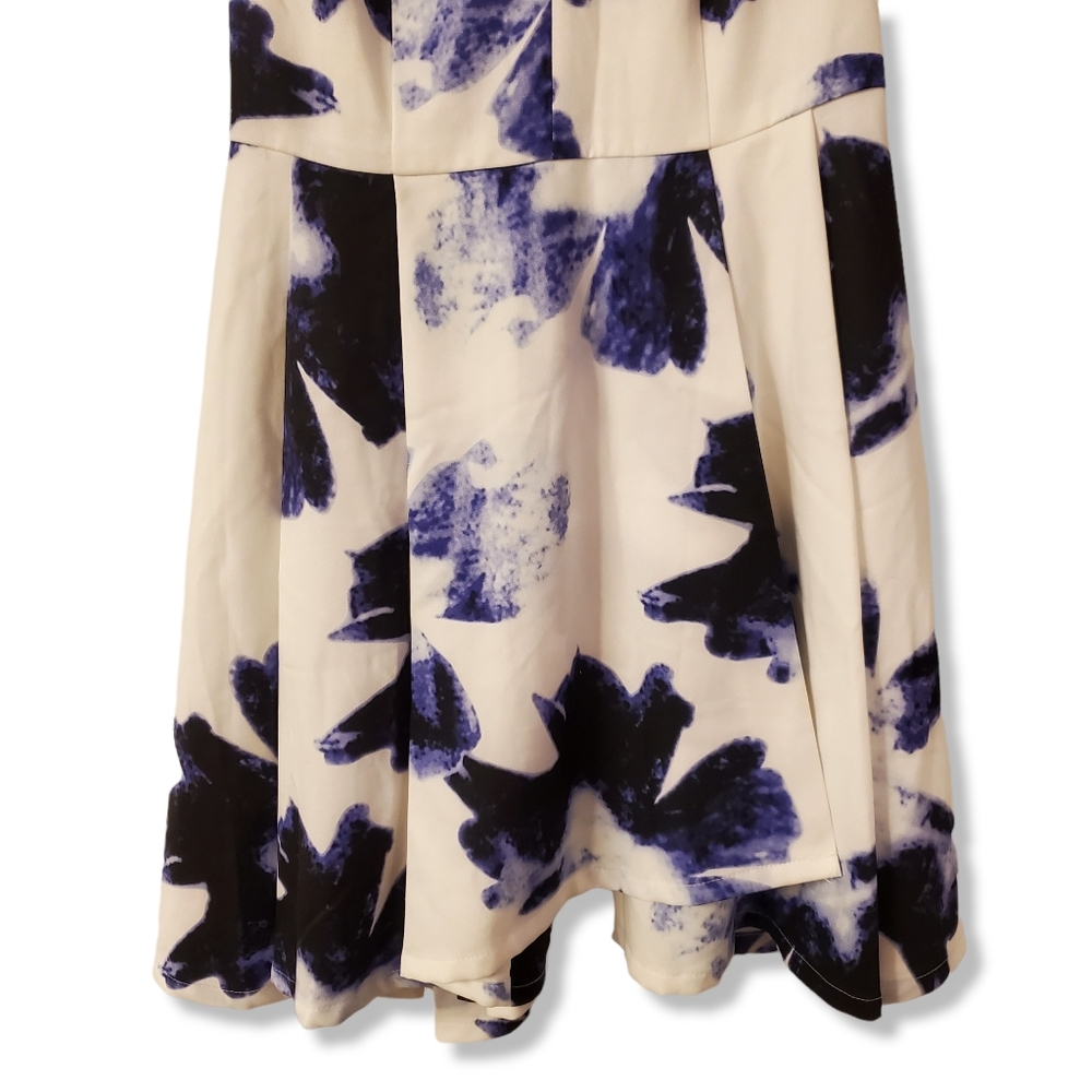 Lulu's Seeing Chic Blue and Ivory Skater Dress - Picture 6 of 8